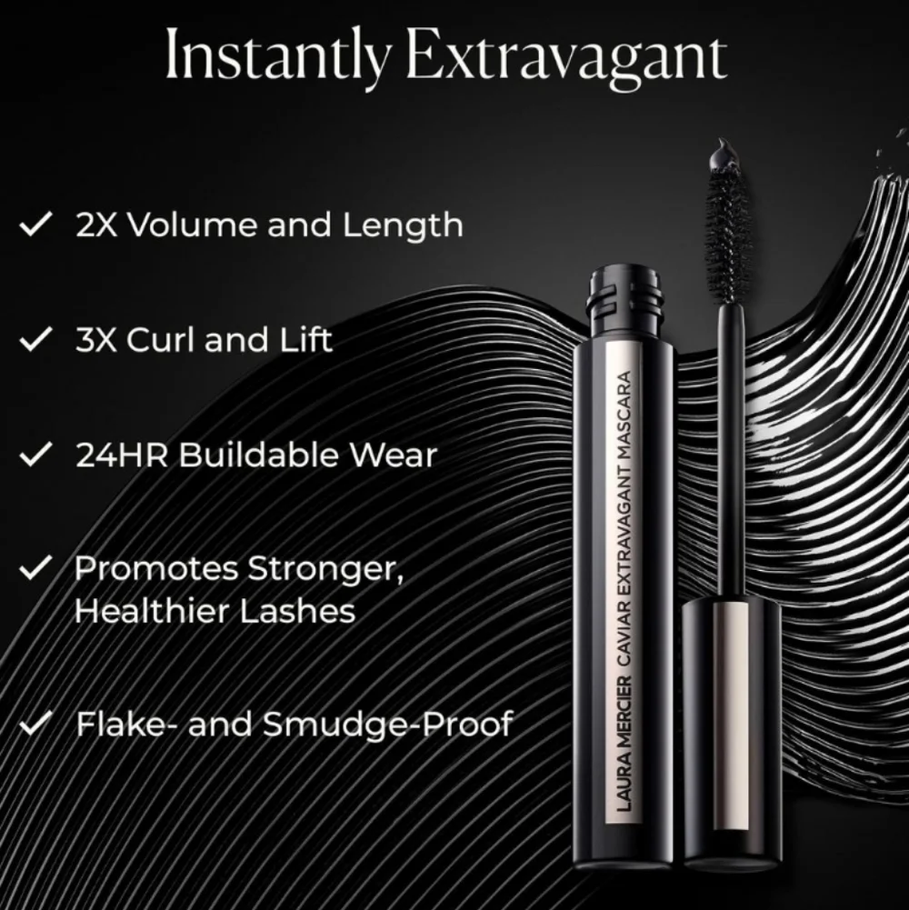 Laura Mercier Caviar Extravagant Mascara: Black, 4.5ml (Travel Size), NIB